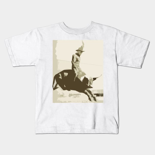 Rodeo Bull riding Kids T-Shirt by ArianJacobs